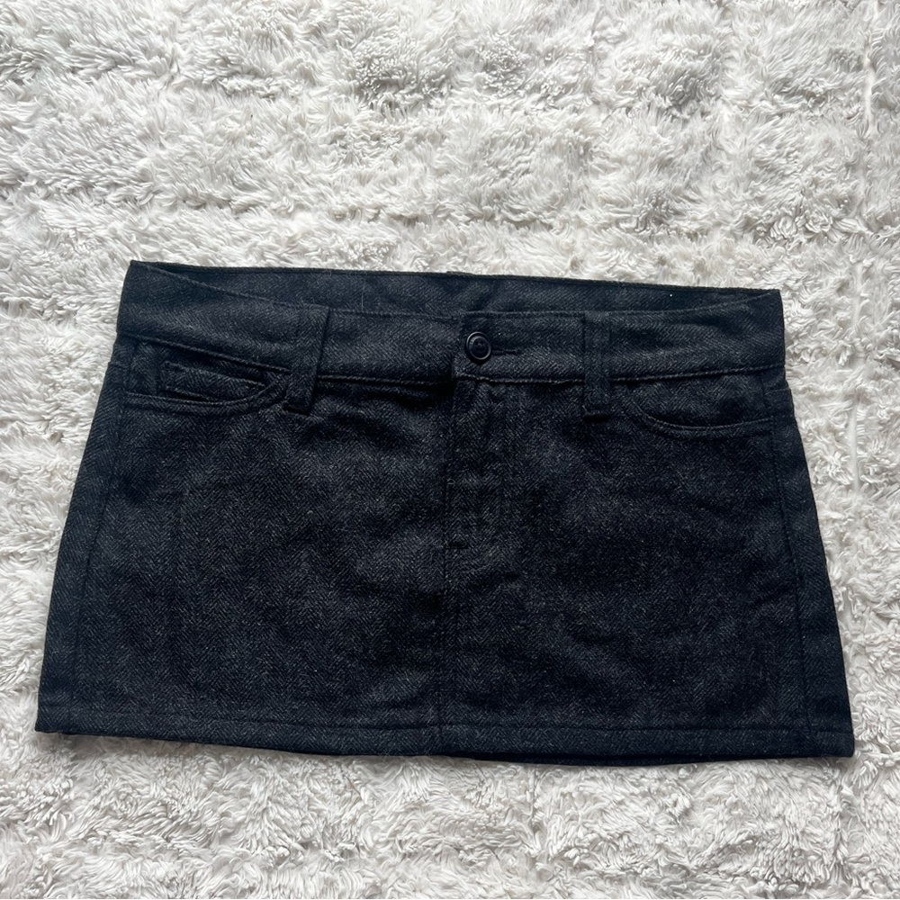 Black and Gray Knit Mini Skirt